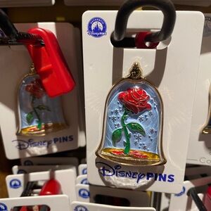 Disney Beauty And The Beast 2025 Rose In Glass Pin OE New In Hand BNWT